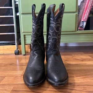 Black Tony Lama Leather Cowboy Boots